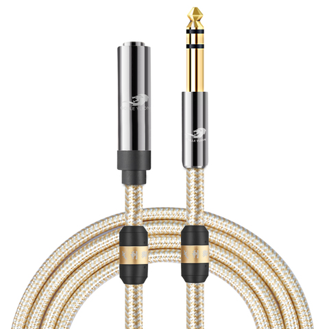 (1/4 pulgadas TRS) 6,35mm macho a hembra de Audio Cable de extensión para auriculares/auriculares guitarra/etapa/monitores de estudio estéreo extensor de Cable ► Foto 1/6