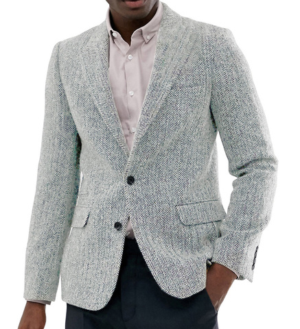 Chaqueta de espiga para hombre, chaqueta de lana de Tweed de muesca de solapa Formal, chaqueta de esmoquin de corte Delgado, padrino de boda para abrigo de invierno, 1 pieza ► Foto 1/6