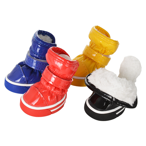 4 unids/set perro mascota zapatos invierno cálido perro botas de nieve PU zapatos de cuero para perros pequeños Chihuahua impermeable antideslizante cachorro para mascotas zapatos ► Foto 1/6