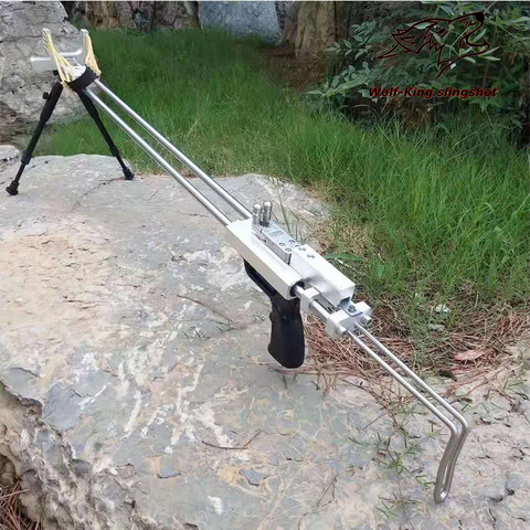 Tirachinas de Rifle de acero inoxidable con dispositivo de soporte trasero, Catapulta de tirachinas para caza y tiro al aire libre ► Foto 1/6