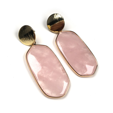 Nueva moda de piedra Natural colgante de cuarzo rosa pendientes, joyería hecha a mano, rectángulo largo turquesas gota pendiente regalos para mujeres ► Foto 1/6