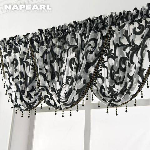 Cuentas cenefa cascada cortina de lujo Europea Valance Sheer ventana telas decoración tratamiento transparente jacquard pelmet ► Foto 1/6