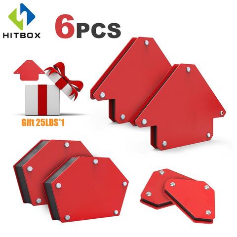 HITBOX-Juego de soportes magnéticos para soldadura, posicionador de soldadura de 9lbs, 25lbs, Multi grados, 30/45/90/105/120/135 grados, 6 uds. ► Foto 1/6