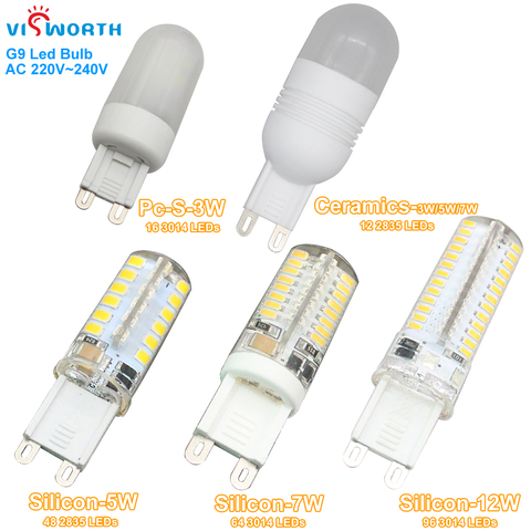 Lámpara Led G9 de 3W, 5W y 7W, bombillas de luz blanca cálida y fría, CA de 220V y 240V, lámpara de cristal, reemplazo de lámparas halógenas para el hogar ► Foto 1/6