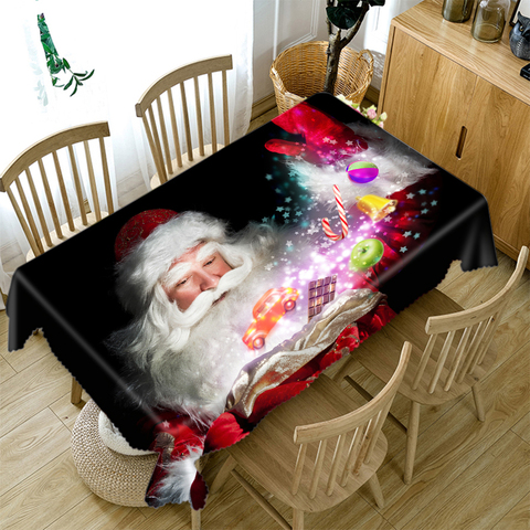 Mantel 3d de Navidad de Santa Claus y regalos, patrón Rectangular/redondo, mantel de mesa, toalla de cubierta de algodón grueso ► Foto 1/6