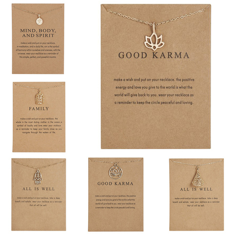Nuevo clásico loto hueco mano Plam Collar para mujer Yoga meditación bien colgante Karma de oro y joyas de Color ► Foto 1/3