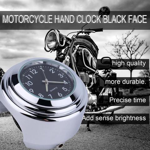 Reloj de cuarzo Universal para motocicleta, cronógrafo luminoso de aluminio, con montura de manillar de bicicleta, resistente al agua, de 7/8 pulgadas ► Foto 1/6