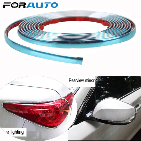 FORAUTO lado plateado puerta tira de cromo Universal Auto adhesivo espejo retrovisor para coche Protector de parachoques cinta estilo molduras ► Foto 1/6