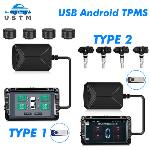 VSTM TPMS con alarma de presión de neumático de coche sistema de Monitor de pantalla inteligente de advertencia de temperatura con 4 sensores ► Foto 1/6