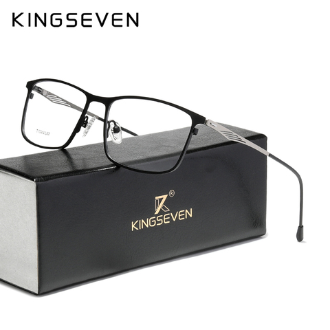 KINGSEVEN-gafas ópticas de aleación de titanio para hombre, montura cuadrada para miopía, graduadas, de Metal, 2022 ► Foto 1/5