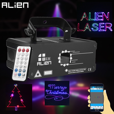 ALIEN RGB Bluetooth APP animación remota Proyector láser DMX512 escáner DJ Disco fiesta vacaciones 500MW 1W 2W efecto de iluminación de escenario ► Foto 1/6