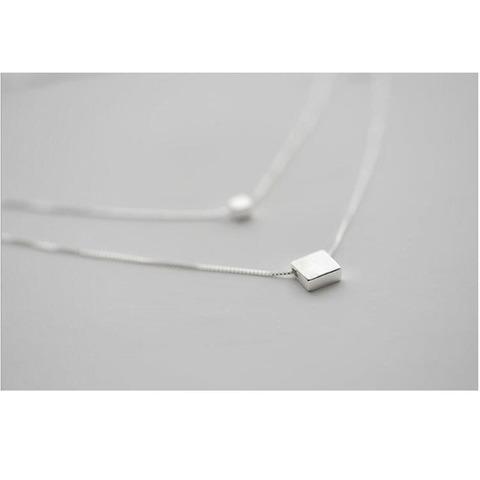 Collar cuadrado de doble capa para mujer, gargantilla de plata 925, S-N194 ► Foto 1/6