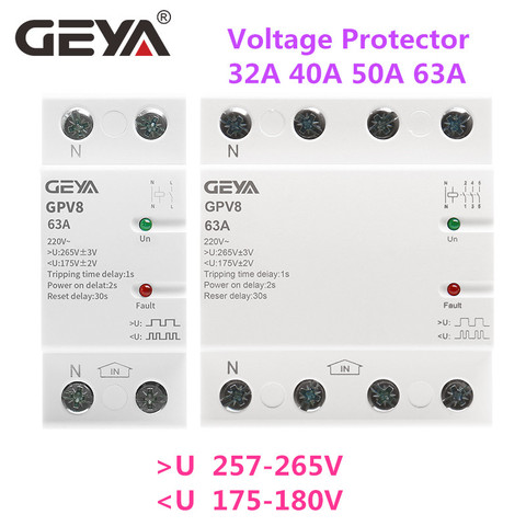 GEYA-Protector de sobrevoltaje automático de carril Din, GPV8-63, 220V, CA, monofásico y trifásico, reajuste automático ► Foto 1/6