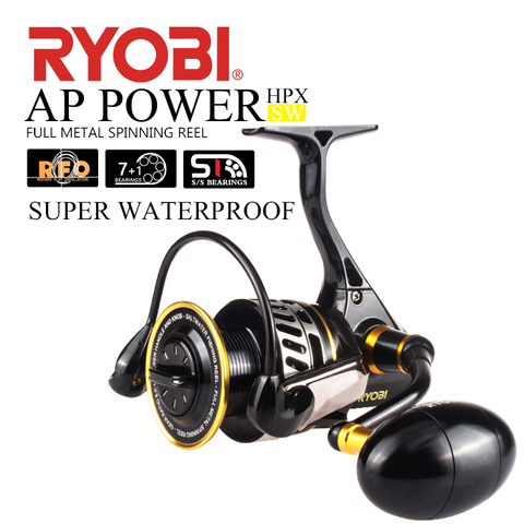 RYOBI de alimentación de AP SW girando carretes de pesca 6000/8000/10000 relación de engranaje 5,0: 1 Max Drag 10kg cuerpo totalmente de Metal de agua salada de pesca carrete ► Foto 1/6