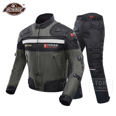 DUHAN-Traje a prueba de viento para carreras de motos, armadura de equipo de protección, chaqueta y pantalones de motocicleta, protector de cadera, conjunto de ropa de motociclismo ► Foto 1/6