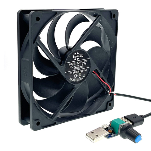 120mm Mini ventilador de refrigeración USB Router Fans para DIY PC Cooler TV caja inalámbrica Playstation silencio tranquilo DC 5V 120X120X25mm W/ ► Foto 1/4