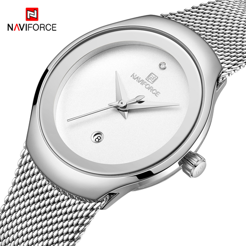 NAVIFORCE-Reloj de pulsera de cuarzo para mujer, cronógrafo analógico de lujo, con correa de malla de acero, resistente al agua, a la moda, 2022 ► Foto 1/6