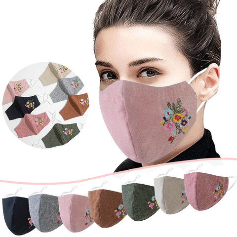 Máscara de seguridad lavable con estampado Floral para adultos y mujeres, Mascarilla de algodón reutilizable transpirable, máscara de Cosplay para Halloween ► Foto 1/6