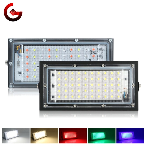 Foco reflector Led para exteriores, 50W, 220V, IP65, farola LED impermeable, blanco frío/cálido, rojo, verde, azul, RGB ► Foto 1/6