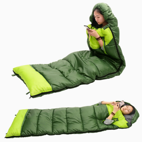 Saco de dormir grueso y cálido para acampar, bolsa de dormir para interiores y perezosos, para senderismo, impermeable, de algodón ► Foto 1/6