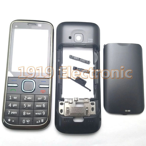 Carcasa para teléfono móvil completa Negra + teclado Inglés, ruso o hebreo para Nokia c5 c500 C5-00 ► Foto 1/2