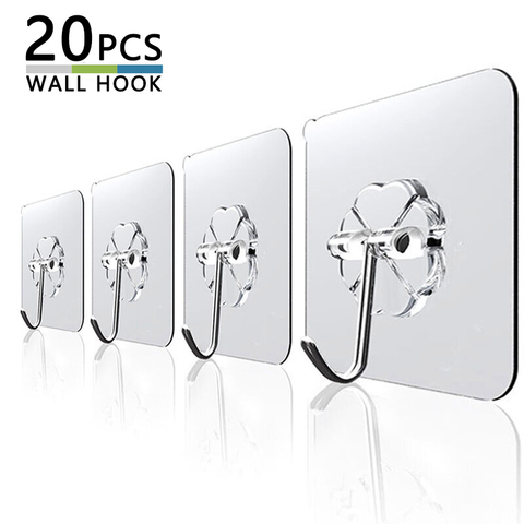 20 piezas 6x6cm transparente fuerte autoadhesivo puerta colgadores de pared ganchos succión de carga pesada Rack taza Sucker para cocina Baño ► Foto 1/6