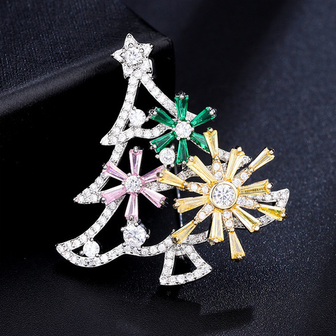 Broches coloridos de diamantes de imitación para mujer, Broche de árbol de Navidad, alfileres brillantes de cristal de circón, bufanda, joyería, regalos de boda ► Foto 1/6