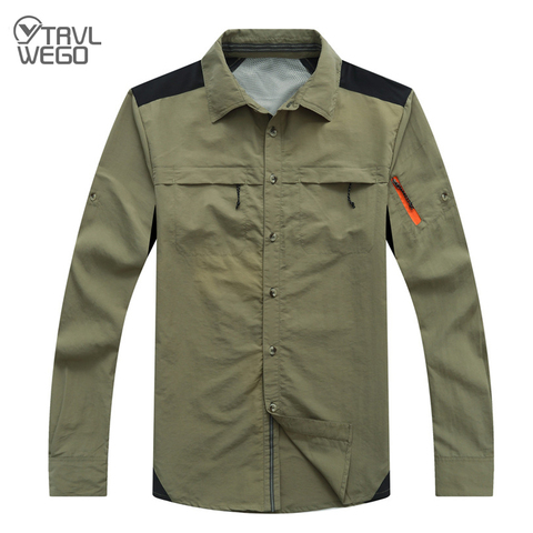 TRVLWEGO transpirable-Camisa de manga larga para hombre, camisa de secado rápido para escalada, pesca, senderismo, ciclismo, protector solar fino, secado rápido ► Foto 1/6