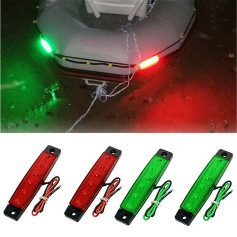 Luces LED de popa para barco, lámpara para Pontón, 12V CC, verde, rojo, resistente al agua, 4x ► Foto 1/6