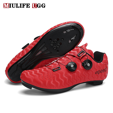 Zapatos de Ciclismo de velocidad para hombre y mujer, zapatillas deportivas para bicicleta de carretera, de carreras, calzado plano Spd ► Foto 1/6