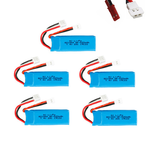 7,4 V 520mAh 20C Lipo batería para XKA600 piezas de aviones de control remoto 2s batería de 7,4 v para WLtoys K969 K979 K989 K999 P929 P939 A202 RC Coche ► Foto 1/5