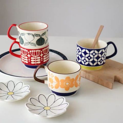 Taza de café de cerámica japonesa Retro Glaze, tazón de café nórdico creativo para el desayuno, Cereal de leche, se puede usar en horno microondas, 250ml ► Foto 1/6