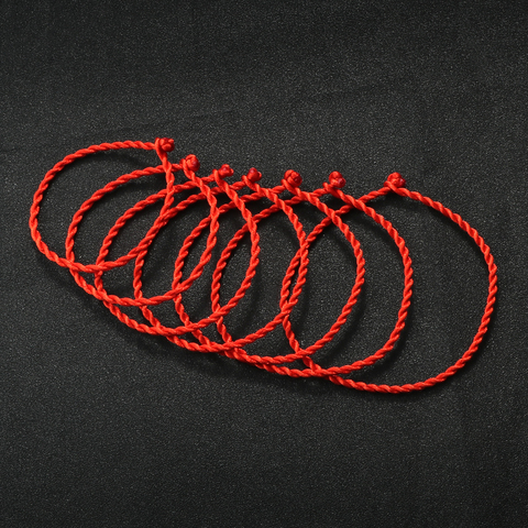 Pulsera de cuerda de hilo rojo para mujer, brazalete de cuerda de tejido hecho a mano de la suerte, Simple, para parejas, amantes de la joyería, regalo ► Foto 1/6