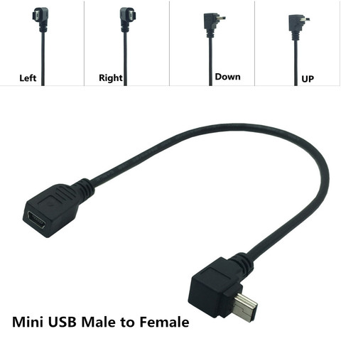 Cable Mini USB de 5 pines macho a hembra, adaptador de datos de extensión, Cable de plomo, ángulo recto, Cable de 90 grados, 25cm ► Foto 1/6