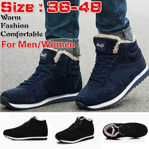 Botas de Hombre, zapatos de invierno talla grande para Hombre de 35-48, Botas cálidas a los tobillos para Hombre, Botas de invierno de cuero, Zapatos, zapatillas de invierno de felpa para Hombre ► Foto 1/6