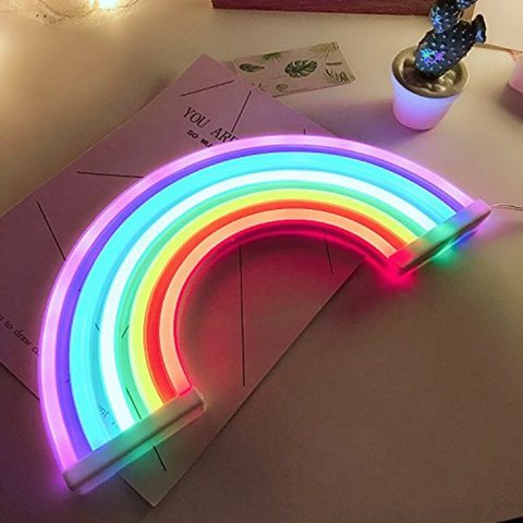 ¡Novedad! Bonito letrero de neón de arco iris LED, lámpara de luz de arco iris para decoración de dormitorios, lámpara de neón de decoración de pared para Navidad, tubo de bombilla de neón ► Foto 1/6