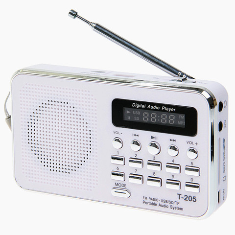 Gran oferta T- 205 FM Radio portátil HiFi altavoz de la tarjeta Multimedia Digital MP3 música altavoz blanco Camping senderismo deportes al aire libre ► Foto 1/6