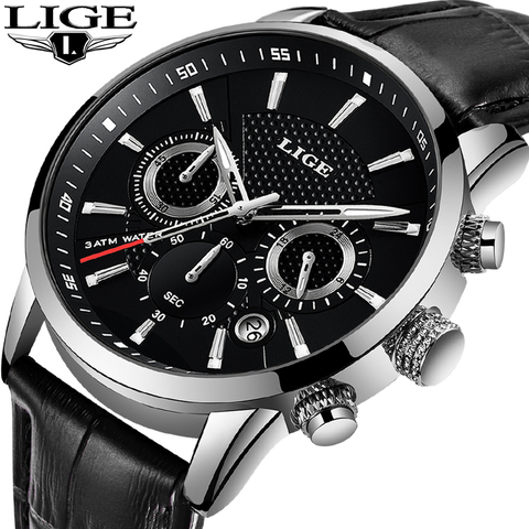 LIGE-Reloj analógico de cuarzo para Hombre, accesorio de pulsera resistente al agua con cronógrafo, complemento masculino deportivo de marca de lujo con diseño militar, a la moda ► Foto 1/6