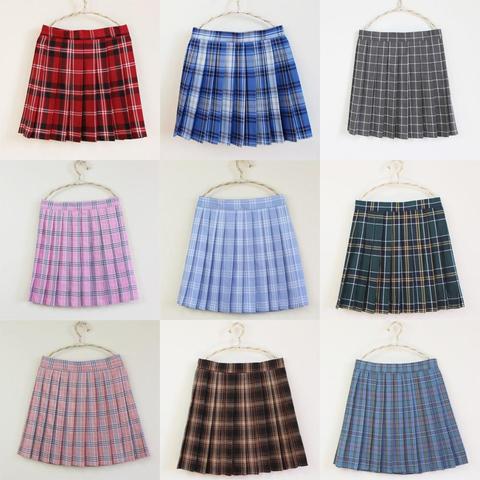 Falda de cintura alta de estilo universitario para niñas, falda escocesa plisada, uniforme escolar ► Foto 1/6