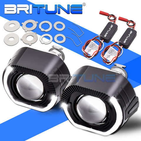 Lentes de faro bi-xenon para proyector, luz negra, H7, H4, LED cuadrado, Halo, Ojos de Ángel Diablo, tuneado, luces para autos, accesorios de retroadaptación ► Foto 1/6