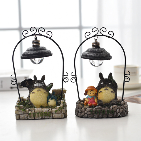 Figuras de Totoro con Xiaomei para niños, juguete de figuras japonesas de resina de dibujos animados, luces nocturnas de Totoro, lámpara LED bonita de Totoro para niños, juguete para regalo, decoración del hogar ► Foto 1/5