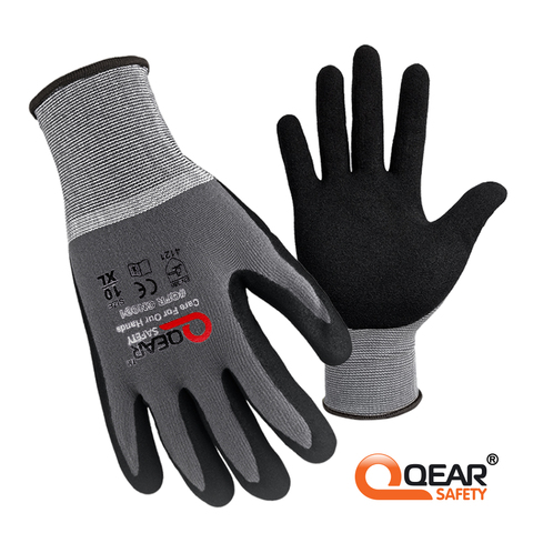 QEAR-guantes de trabajo de nitrilo de espuma Micro arenosa, 3 pares, seguridad, uso General, abrasión, agarre y calidad tejida, antifatiga manual ► Foto 1/6