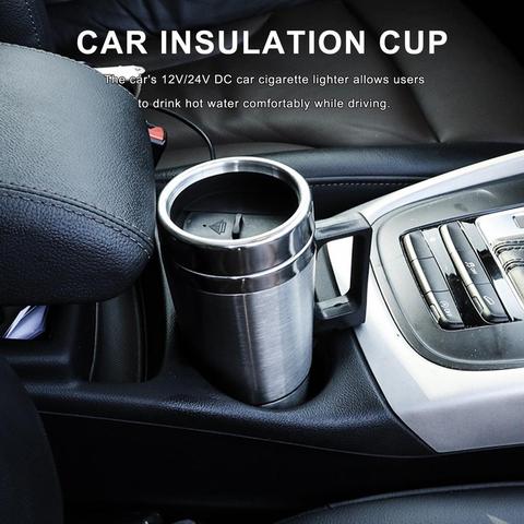 Taza de calefacción eléctrica para viaje, cafetera de acero inoxidable para coche, 12V, 300ml, novedad ► Foto 1/6