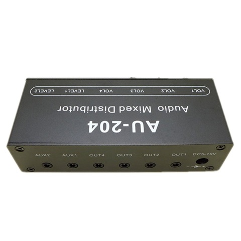 Mezclador de Audio estéreo de AU-204, distribuidor Selector de señal, 2 entradas, 4 salidas, 3,5 MM, controles individuales, amplificador para auriculares ► Foto 1/5