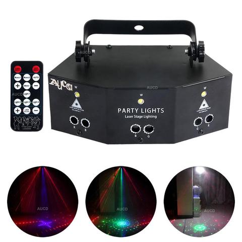 Lámpara estroboscópica de sonido DMX + Proyector láser RGB combinado, luces para Halloween, Navidad, decoración del hogar, discoteca, de DJ Fiesta, espectáculo, iluminación de escenario ► Foto 1/6