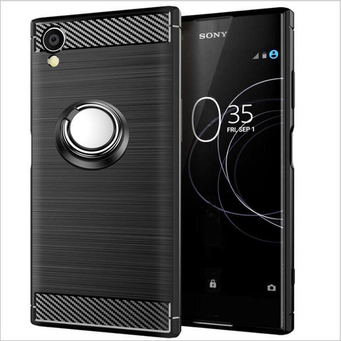 Funda de lujo para Sony Xperia XA1 Plus, G3426, G3416, G3412, de fibra de carbono cepillado, anillo magnético ► Foto 1/6