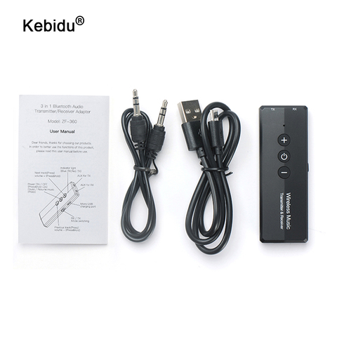 Kebidu-receptor y transmisor Bluetooth 5,0 2 en 1 para TV, PC, Kit de coche con botón de Control, Mini adaptador inalámbrico de Audio AUX de 3,5mm ► Foto 1/6