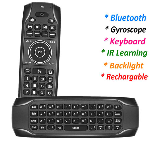 Ratón de aire de giroscopio G7BTS con Bluetooth 5,0, mini teclado 5 ir, retroiluminación de aprendizaje para bluetooth, dispositivo de tv inteligente, pc, mando a distancia ► Foto 1/6