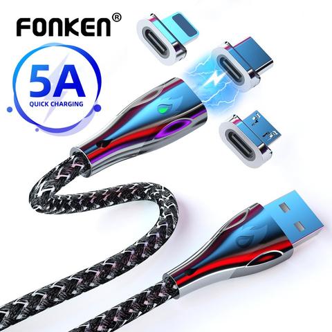 FONKEN-Cable magnético 5A, Cable Micro USB C tipo C de carga súper rápida para teléfono Huawei P30 Mate30 ► Foto 1/6