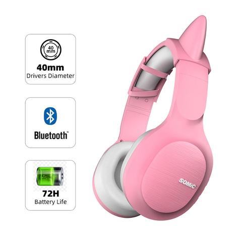 SOMIC-auriculares inalámbricos con Bluetooth, cascos con 72H de tiempo de reproducción, CVC8.0, reducción de ruido, sonido Hifi, cómodos de llevar, MS300 ► Foto 1/6